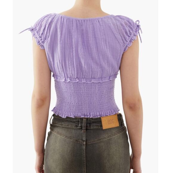 NWT Urban Outfitters BDG Lilac Nova Cap Sleeve Smocked Top Size L - Picture 10 of 10
